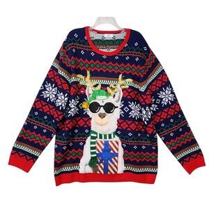 FUNNY LLAMA DRINK POUCH UGLY CHRISTMAS SWEATER UNISEX ADULT XXXL 3XL PARTY TACKY